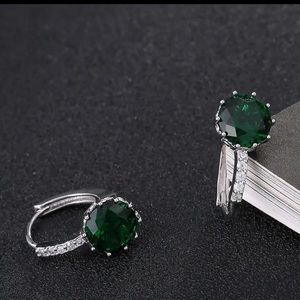 Round Simulated Diamond Wedding Huggie Hoop Earrings 14k White Gold Fini…